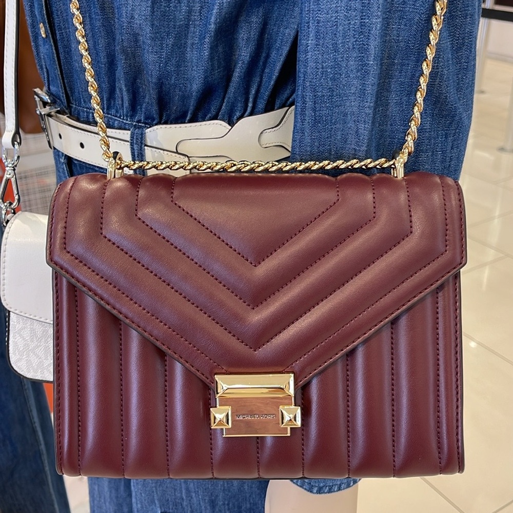 Michael Kors Burgundy Quilted Shoulder Bag - Picture 5 of 16